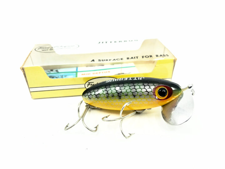 Arbogast Jitterbug 5/8oz, #5 Perch Color with Box, Bugged-Eyed Model