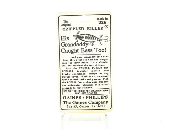 Gaines/Phillips Crippled Killer PCK-300, #3 White/Red Head Color on Card