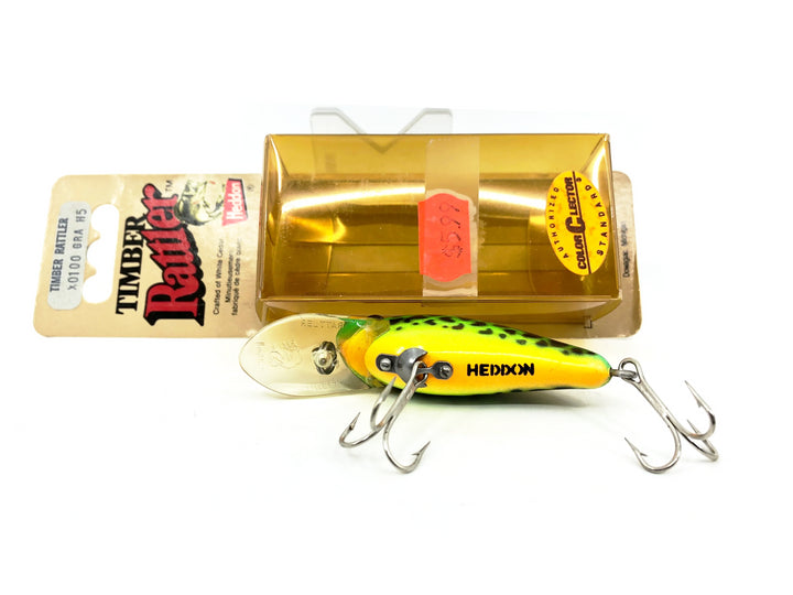 Heddon Timber Rattler X100, GRA Fluorescent Green Crawdad Color on Card