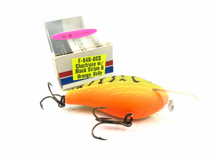 Rebel Mini-R Noisemaker Model, OCS Chartreuse/Black Stripes & Orange Belly Color with Box