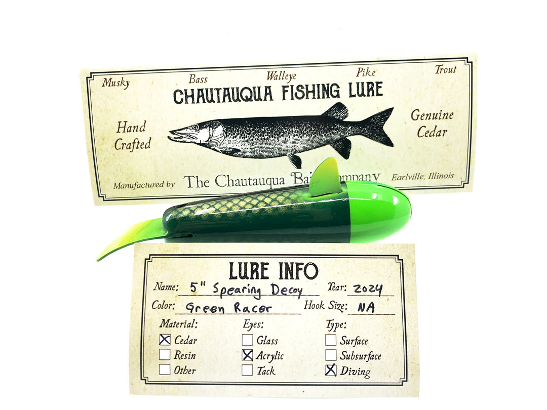 Chautauqua 5" Spearing Decoy Green Racer Color with Box