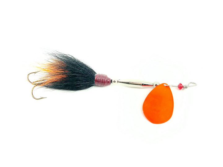 Pike Bucktail Spinner, Orange Blade/Black & Orange Tail Color - Colorado Blade