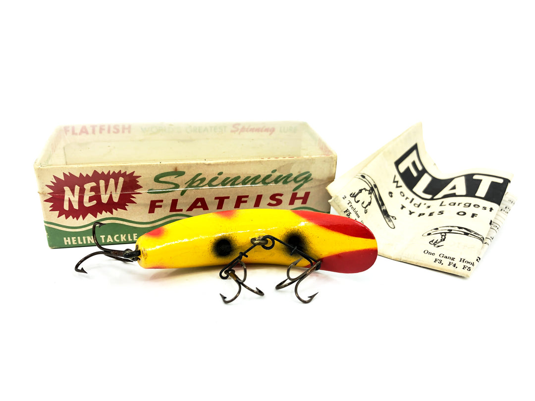 Vintage Helin Flatfish SPS, YB Yellow/Black Stripe/Red Tip Color with Box