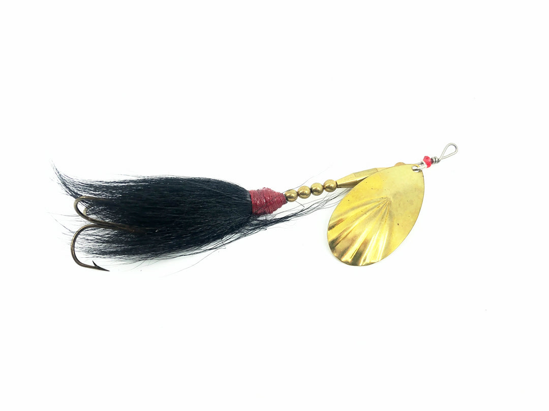 Musky Bucktail Spinner, Silver Blade/Black Tail Color -Fluted 1oz