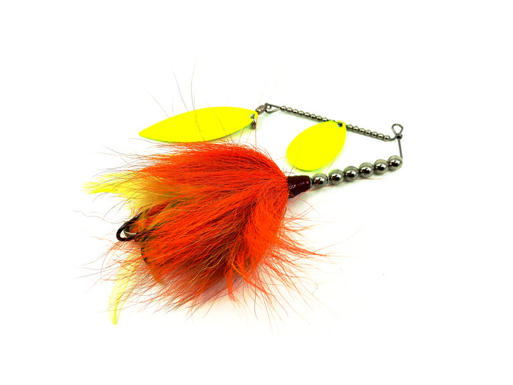 Grim Reaper 2 Ounce Tandem Spinner, Chartreuse Blades/Orange Bucktail