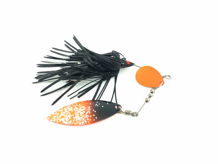 Northland Fishing Tackle Reed Runner Tandem Spinnerbait 3/8oz, Orange/Black/Flitter Color