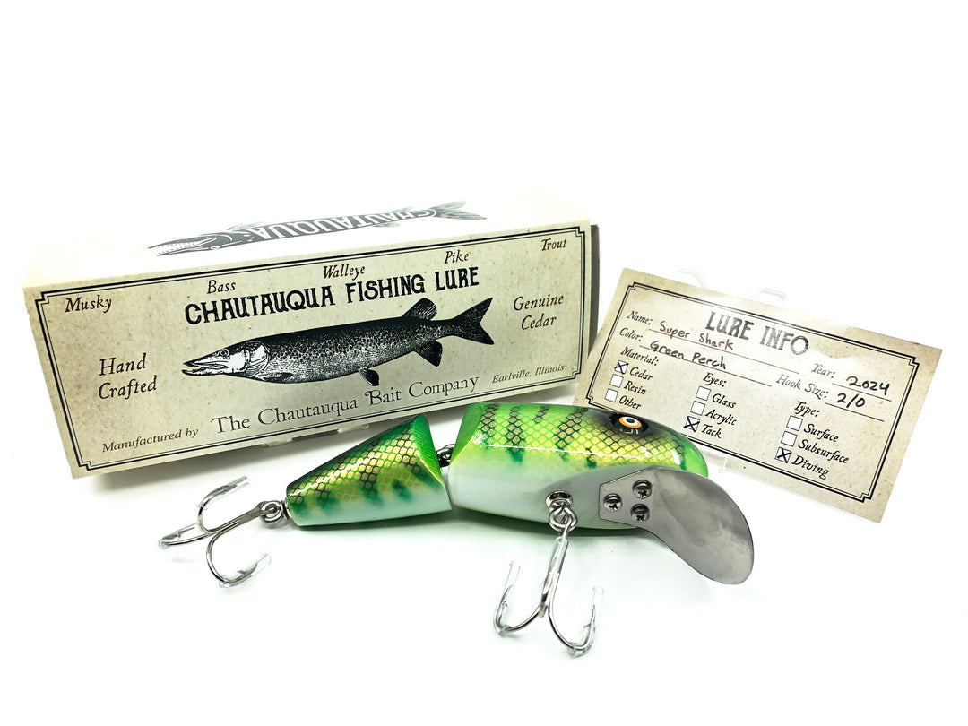 Chautauqua Wooden Super Shark, Green Perch Color