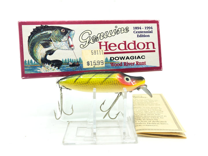 Heddon Centennial Edition Wood River Runt New in Box No. 9400W-L Perch Color