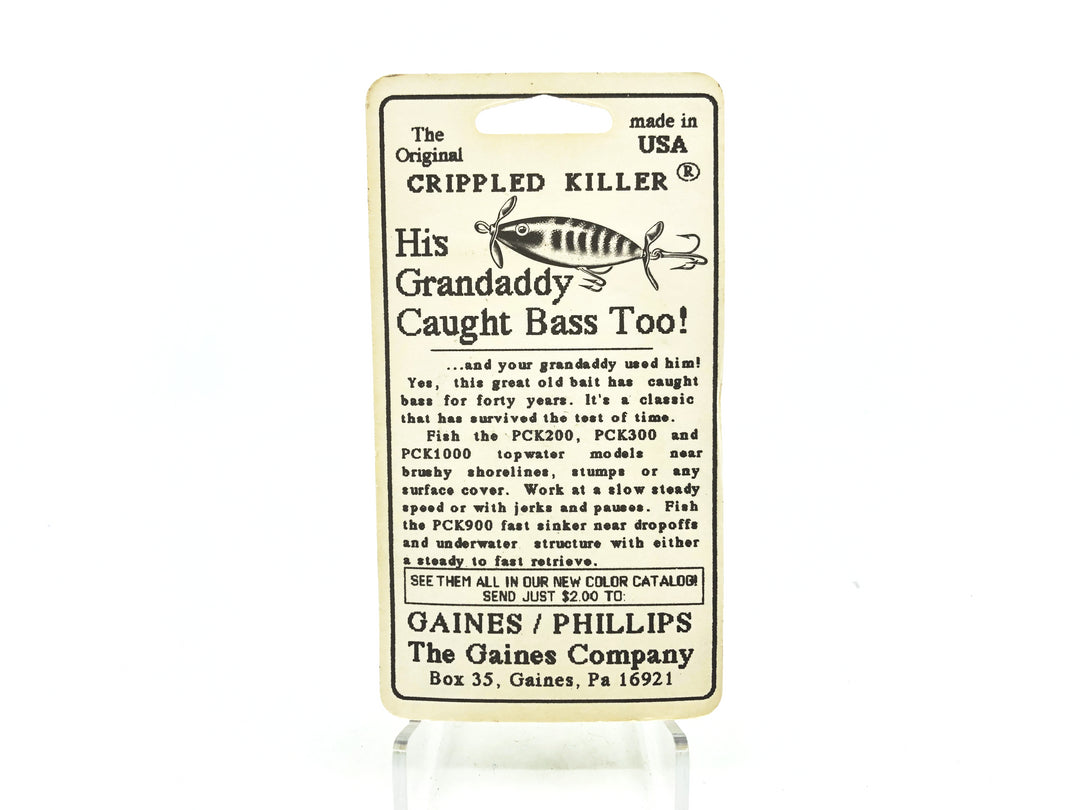 Gaines/Phillips Crippled Killer PCK-1000, #3 White/Red Head Color on Card