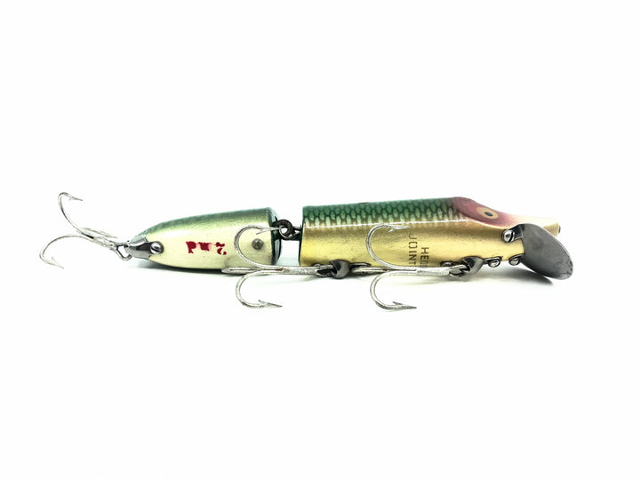 Original Heddon Jointed Wood Vamp 7300, D Green Scale Color - Marked 2nd