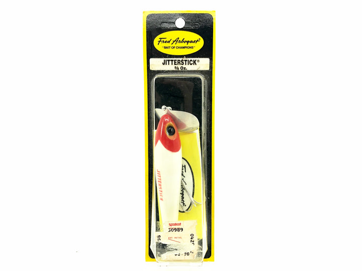 Arbogast Jitterstick, Red Head/White Color on Card