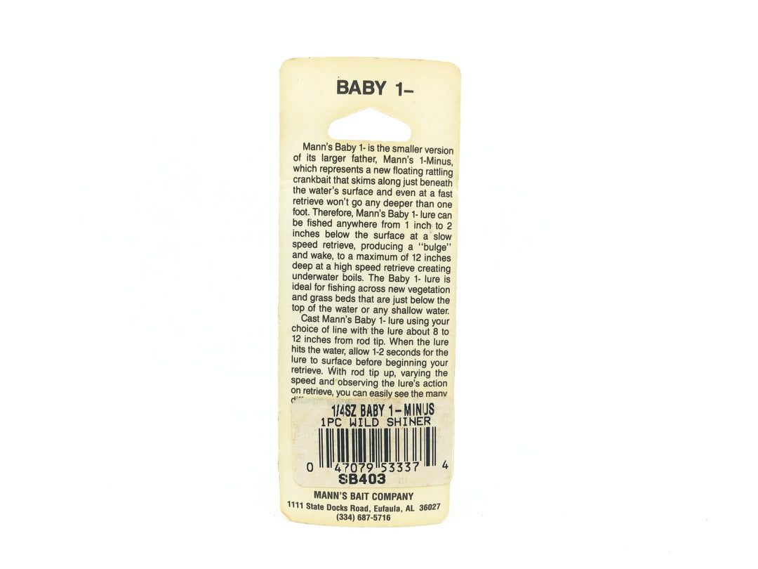 Mann's Baby 1- Minus, Wild Shiner Color on Card- Double Stamped