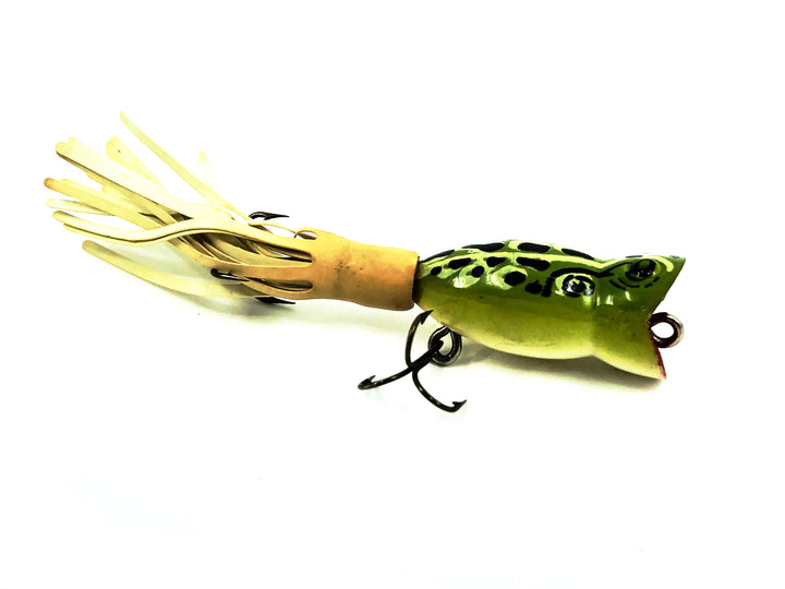 Arbogast Flyrod Hula Popper, Seein's Believin Leopard Frog Color-Tough