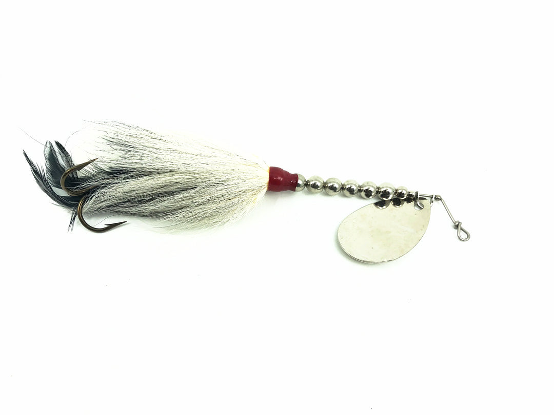 Grim Reaper Bucktail Spinner 1.5oz, Silver Blade/White & Black Bucktail