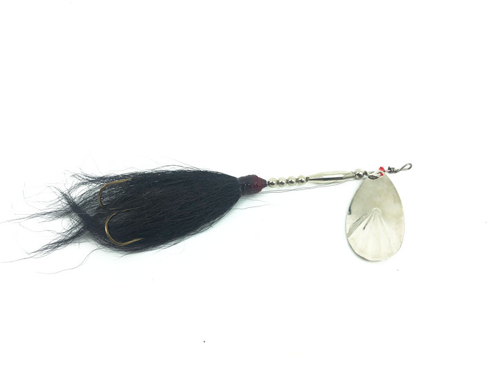 Musky Bucktail Spinner, Silver Blade/Black Tail Color - Fluted Blade 1oz