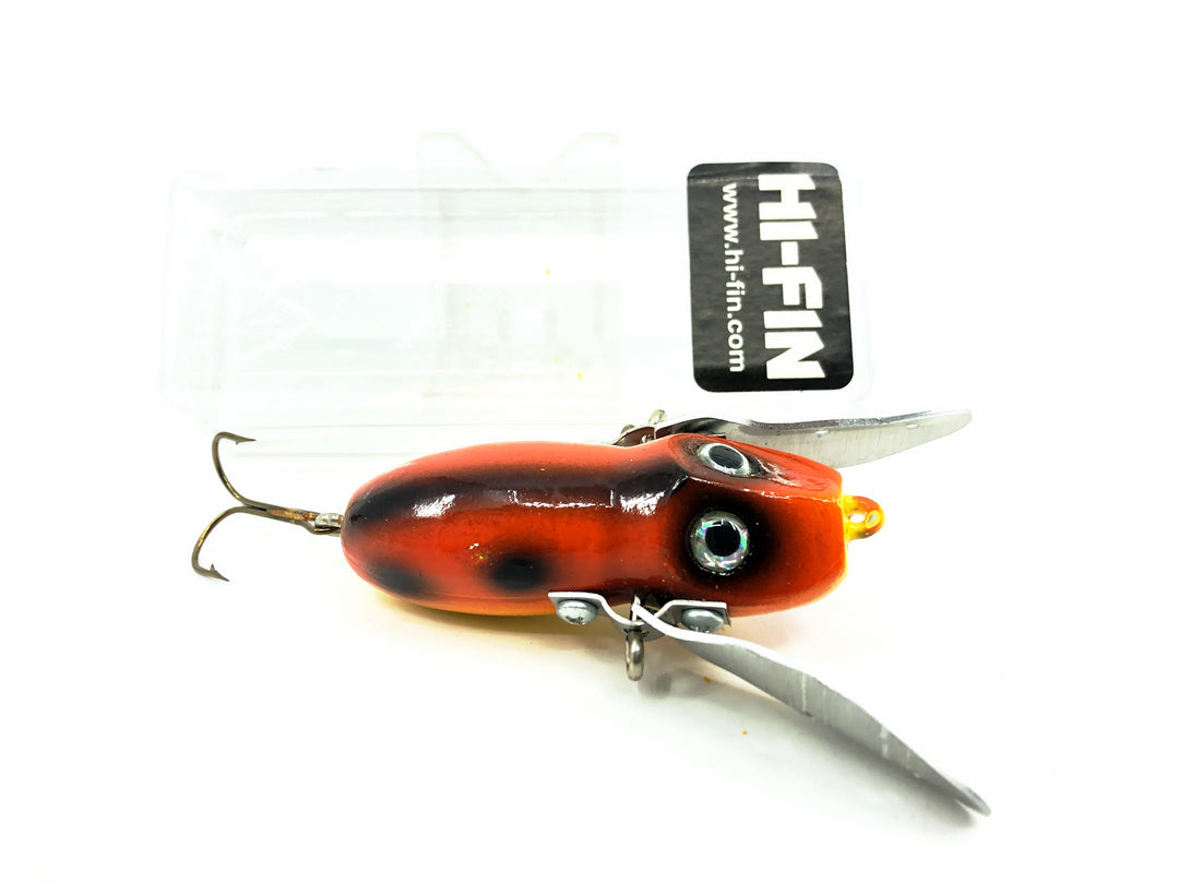 Hi-Fin Bass Creeper Lure, Orange/Black Dots/Yellow Belly Color in Box