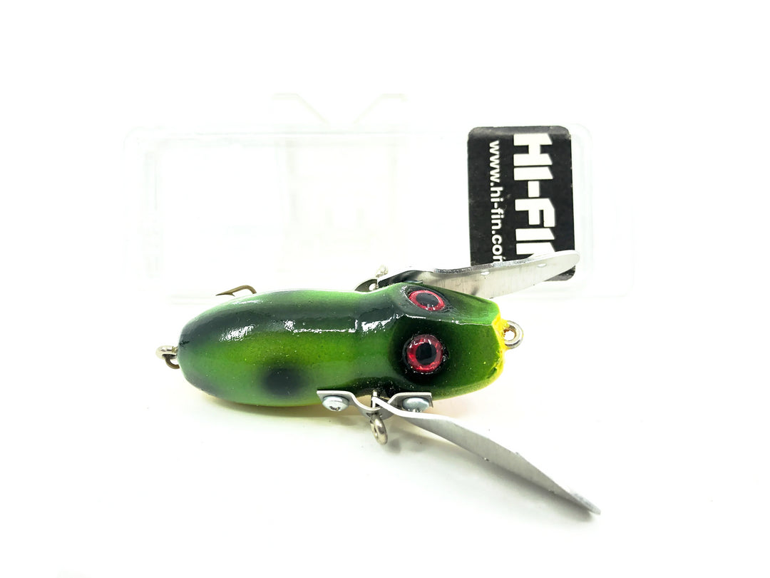 Hi-Fin Bass Creeper Lure, Green/Black Dots/Yellow Belly Color in Box