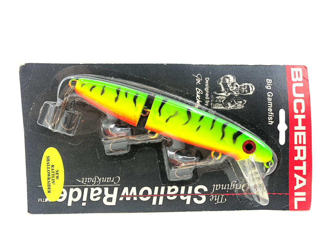 Joe Bucher Tackle Co. Buchertail Jointed Shallow Raider 6 3/4", Fire Tiger Color on Card