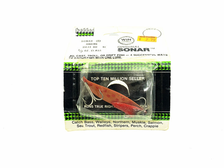 Heddon Sonar 433, HO Hot Orange Color on Card