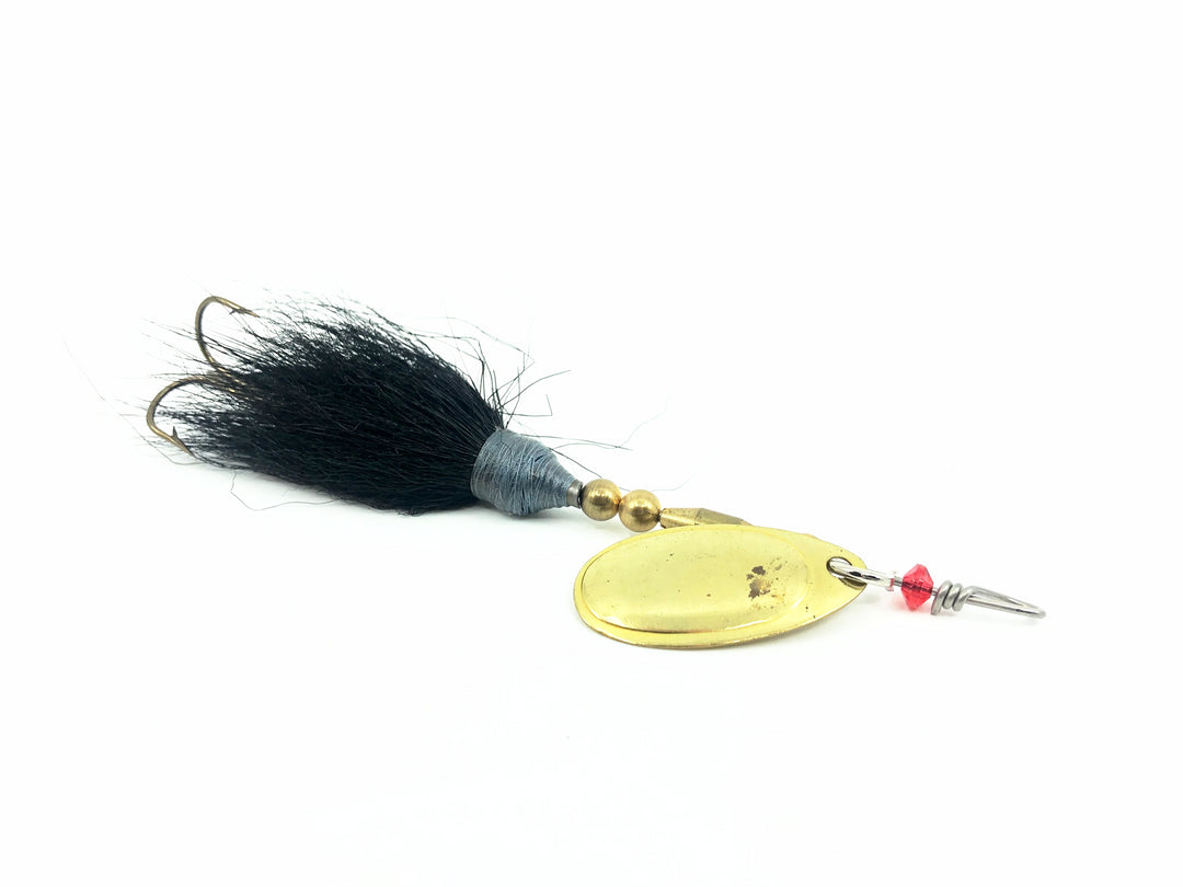 Pike Bucktail Inline Spinner, Gold Blade/Black Tail Color - French Blade