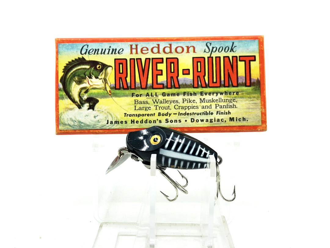 Heddon Midgit Digit River Runt 9020, XBW Black Shore Minnow Color w/ Box & Catalog