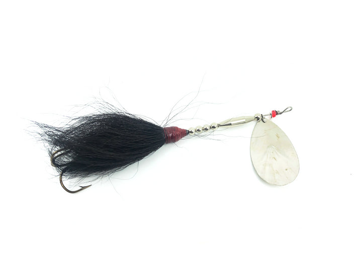 Musky Bucktail Spinner, Silver Blade/Black & White Tail Color - Fluted 1oz