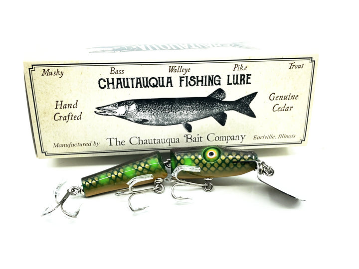 Chautauqua Custom Jointed Pikie Minnow, Green Caterpillar Color