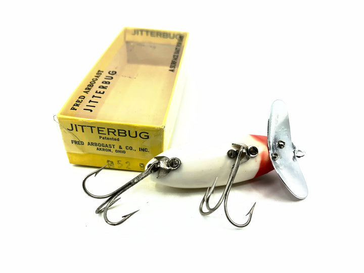 Arbogast Jitterbug 5/8oz, Red Head/White Color with Box, Bugged-Eyed Model