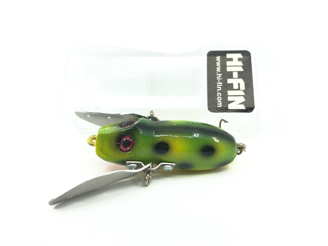 Hi-Fin Bass Creeper Lure, Green/Black Dots/Yellow Belly Color in Box