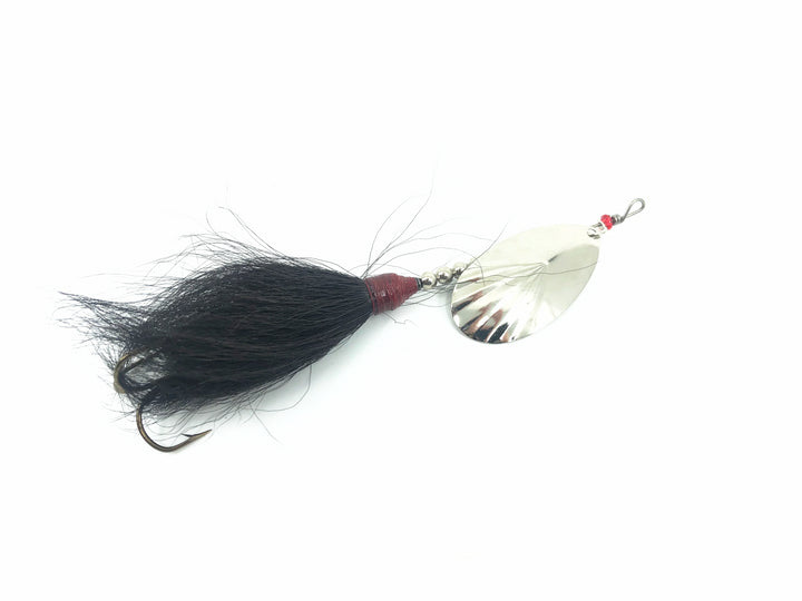 Musky Bucktail Spinner, Silver Blade/Black & White Tail Color - Fluted 1oz