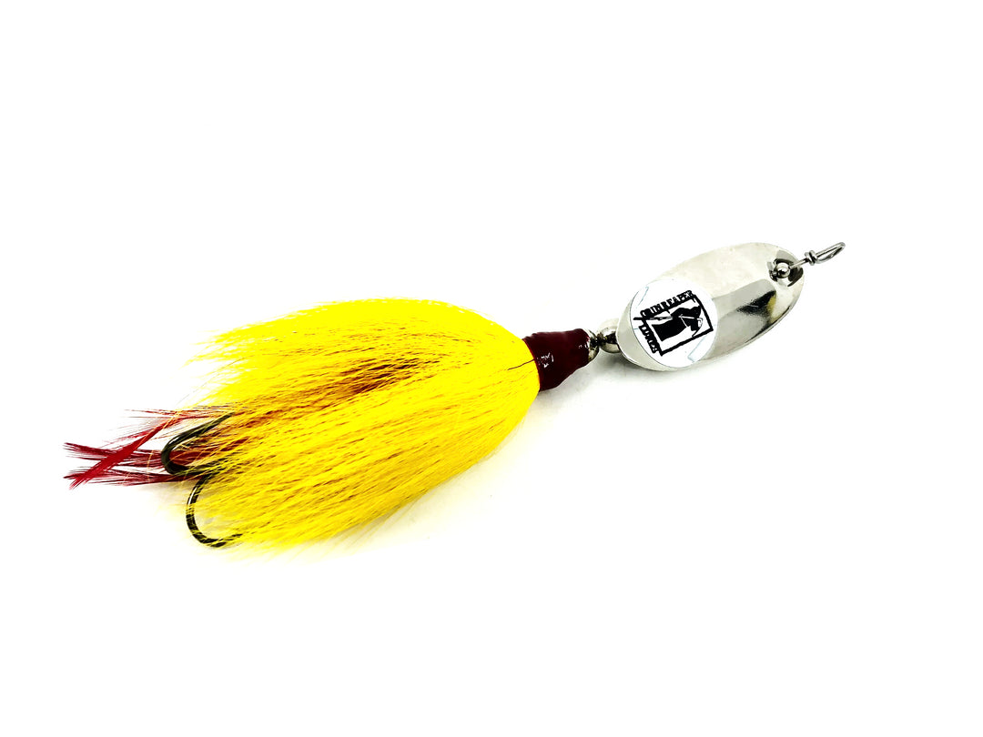 Grim Reaper Inline Spinner 1 2/5oz, Silver Blade/Yellow &amp; Red Bucktail