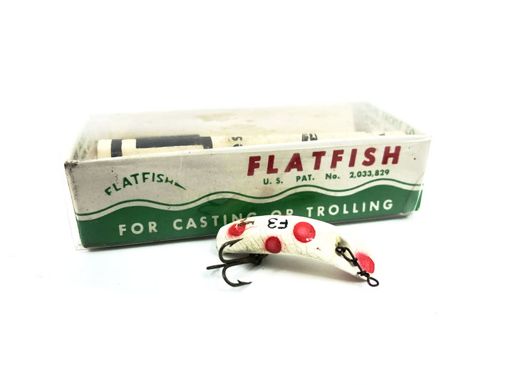 Vintage Helin Flatfish F3, WH White/Red Spots Color with Box