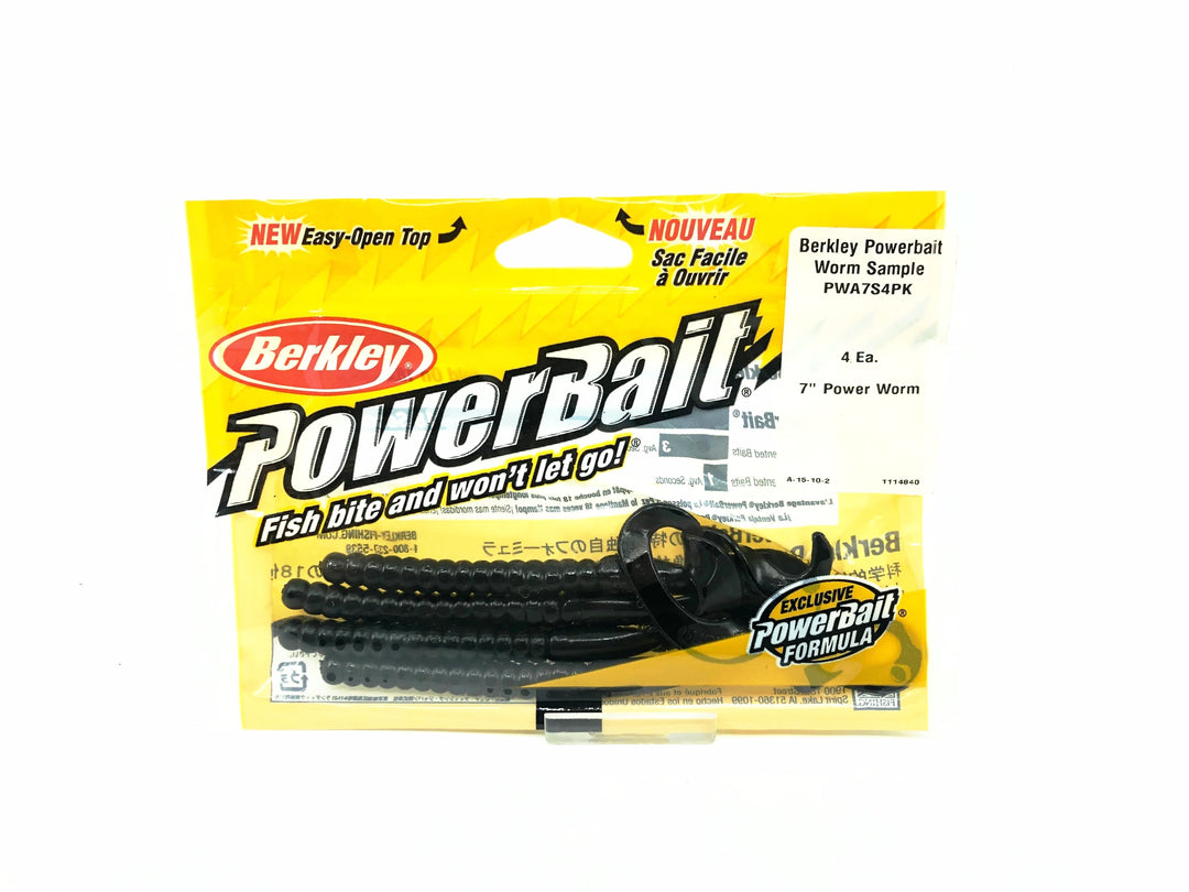 Berkley PowerBait 7" Power Worms Sample Pack, Black Color -4 count