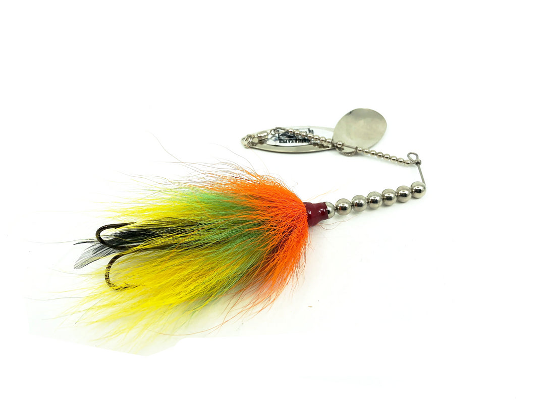 Grim Reaper 2 Ounce Tandem Spinner, Silver Blades/Firetiger Bucktail