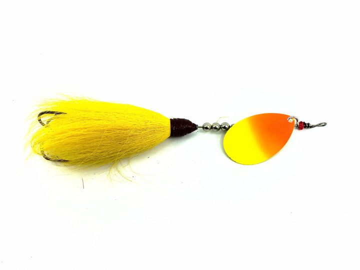 Musky Bucktail Spinner 1oz, Perch Blade/Yellow Tail Color