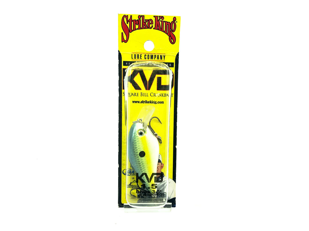 Strike King KVD Squarebill 1.5 Crankbait, Chartreuse Sexy Shad Color New on Card