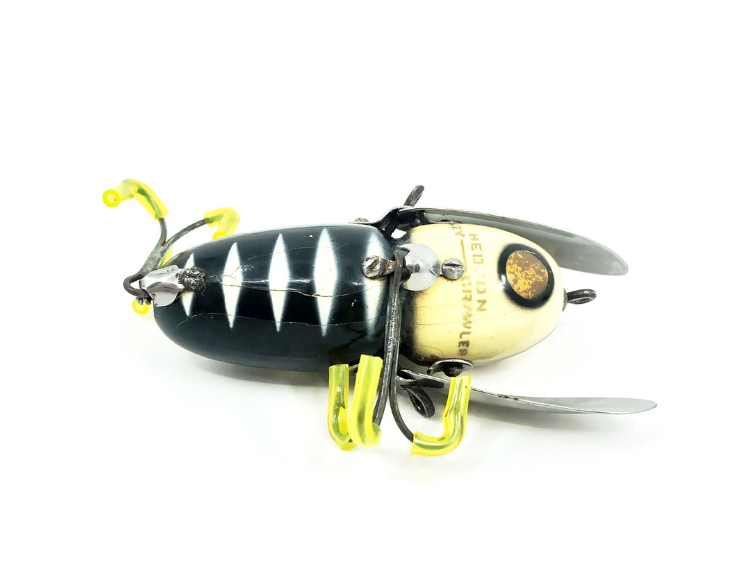 Heddon Wooden Crazy Crawler 2100 BWH Black White Head Color