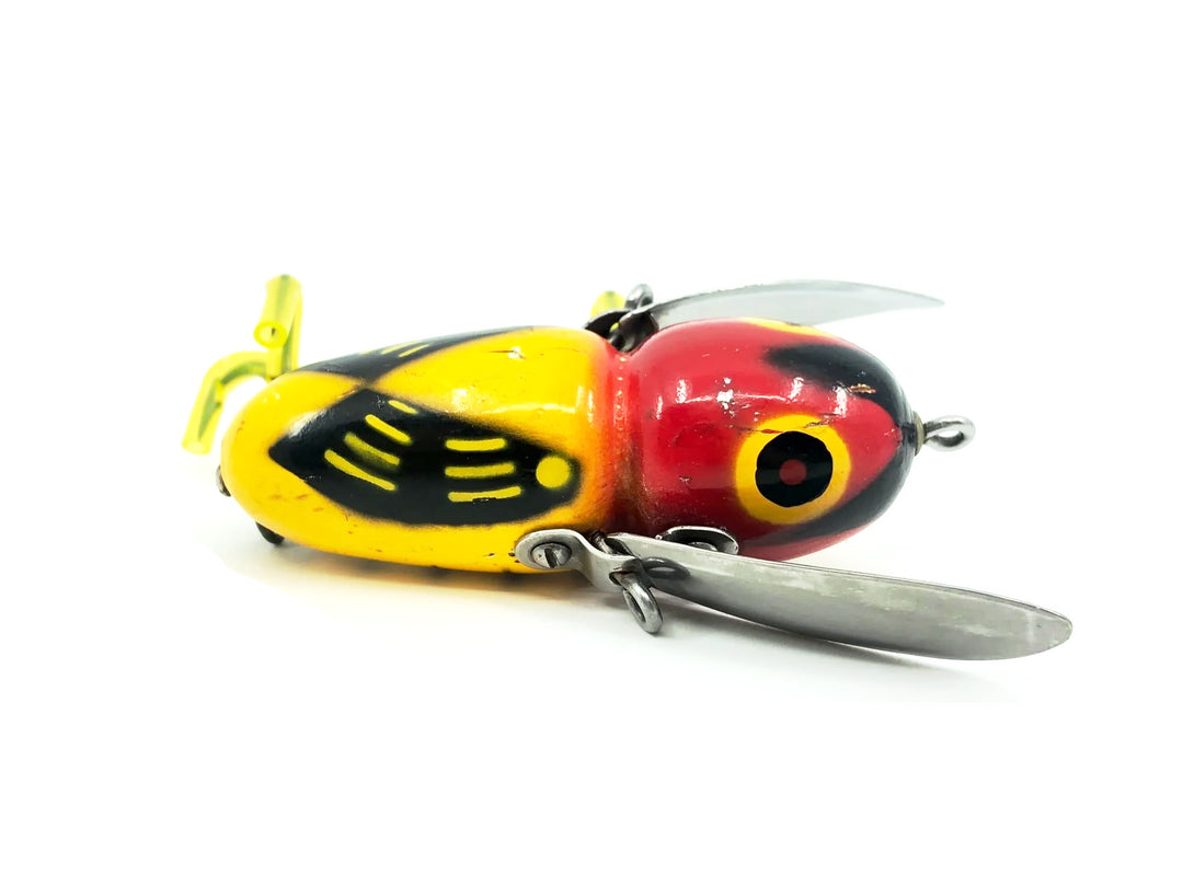 Heddon Wooden Crazy Crawler 2100 YRH Yellow Red Head Color