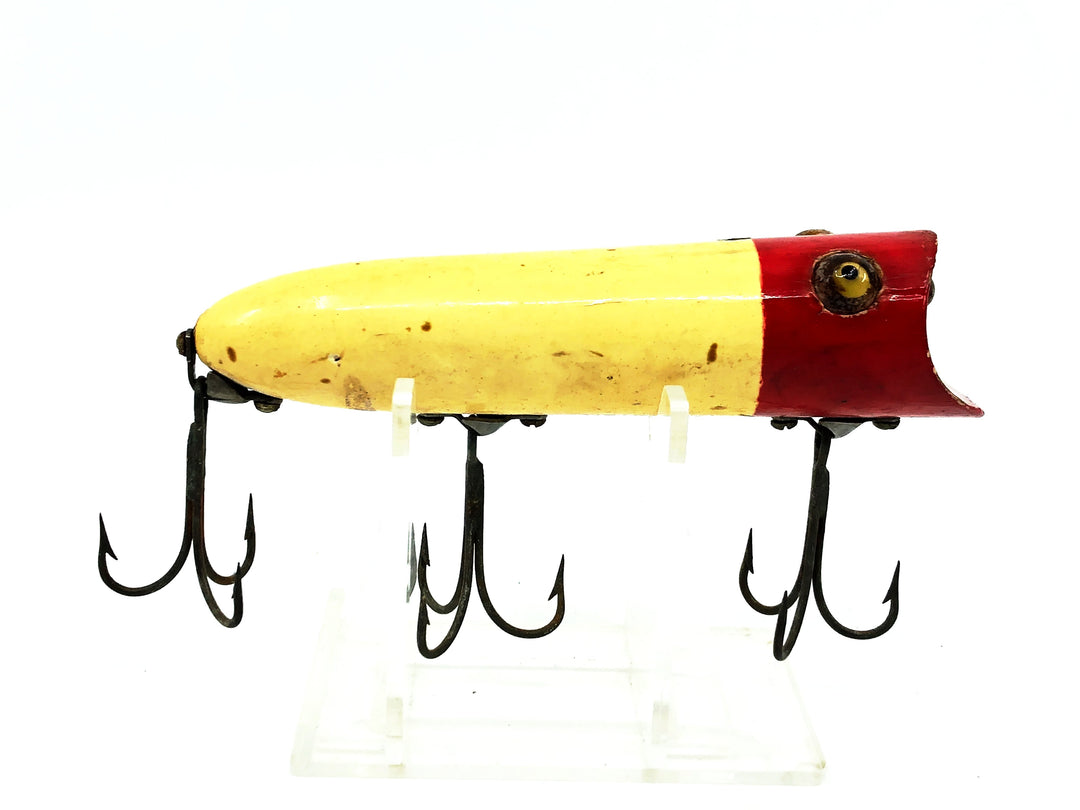 Wooden Heddon Lucky 13, RH Red Head/White Color