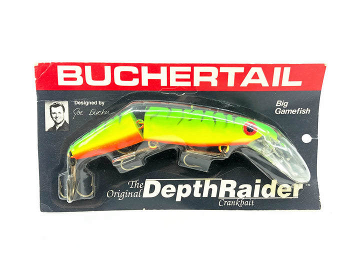 Joe Bucher Tackle Co. Buchertail Jointed Depth Raider 8", Firetiger Color New on Card