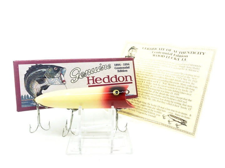 Heddon Centennial Edition Wood Lucky 13 New in Box NO. X2500W-RH Red Head Numbered!