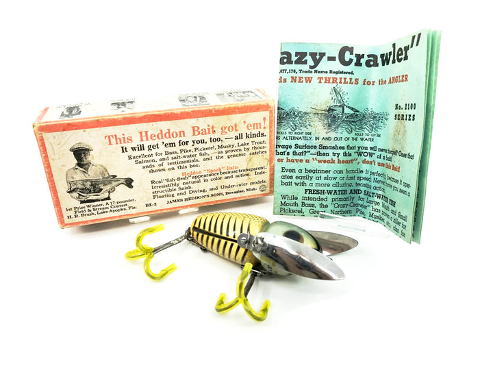 Heddon Crazy Crawler 2100XRS Silver Shore Color with Brush Box-Tough