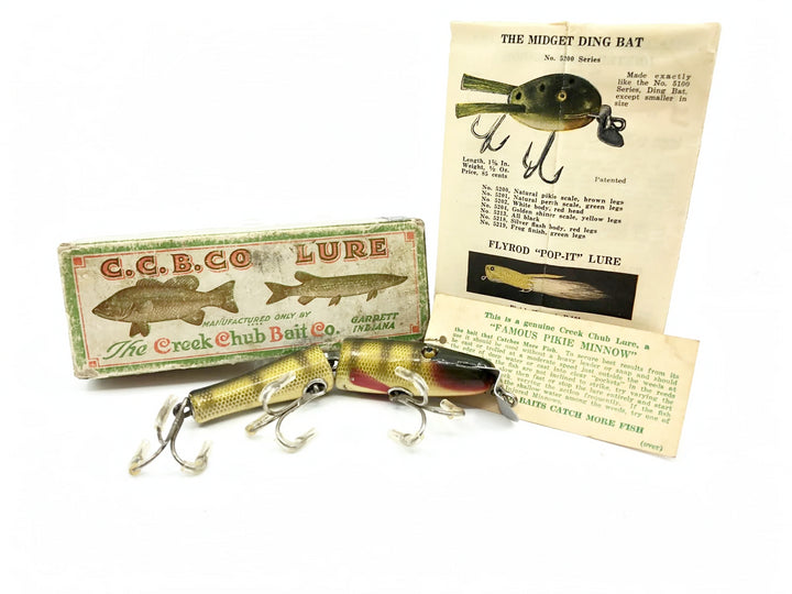 Creek Chub Jointed Pikie 2600 Perch Color 2601 with Box and Catalog, Papers