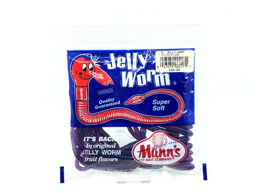 Mann's Jelly Worm 20 Pack, Original Electric Grape Color