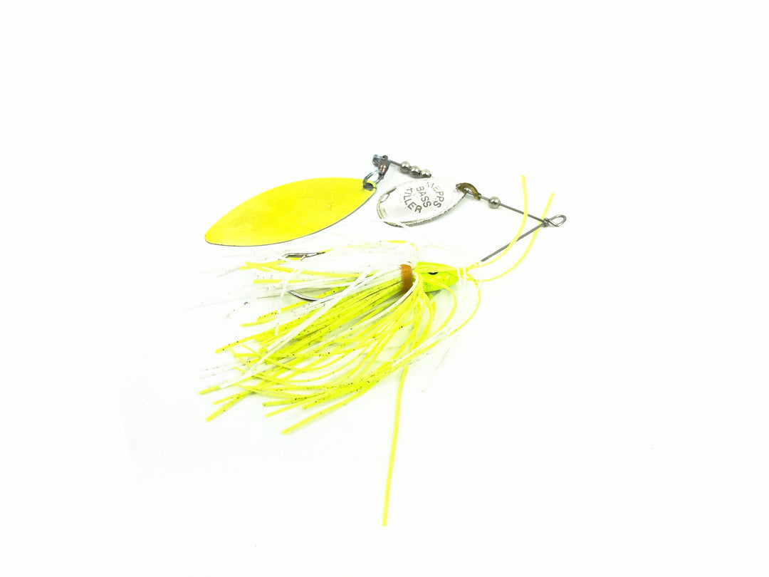 Mepps Bass Killer Willow Leaf Blade BKW38, Chartreuse/White Color