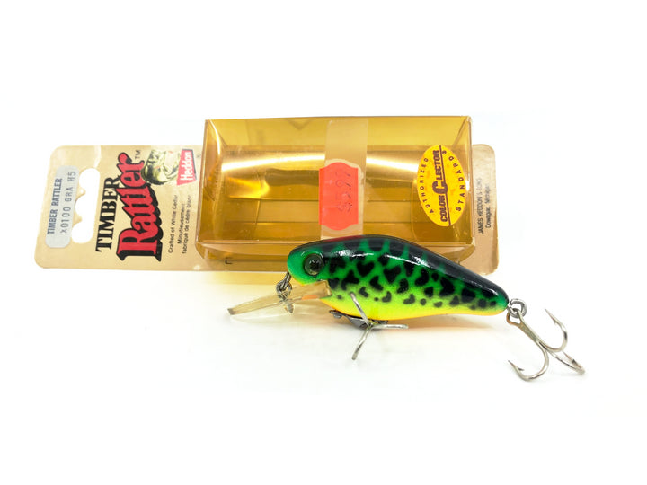 Heddon Timber Rattler X100, GRA Fluorescent Green Crawdad Color on Card