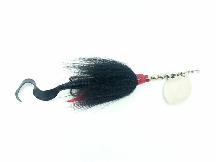 Grim Reaper Inline Spinner 1oz, Silver Blade/Black Bucktail & Grub Tail