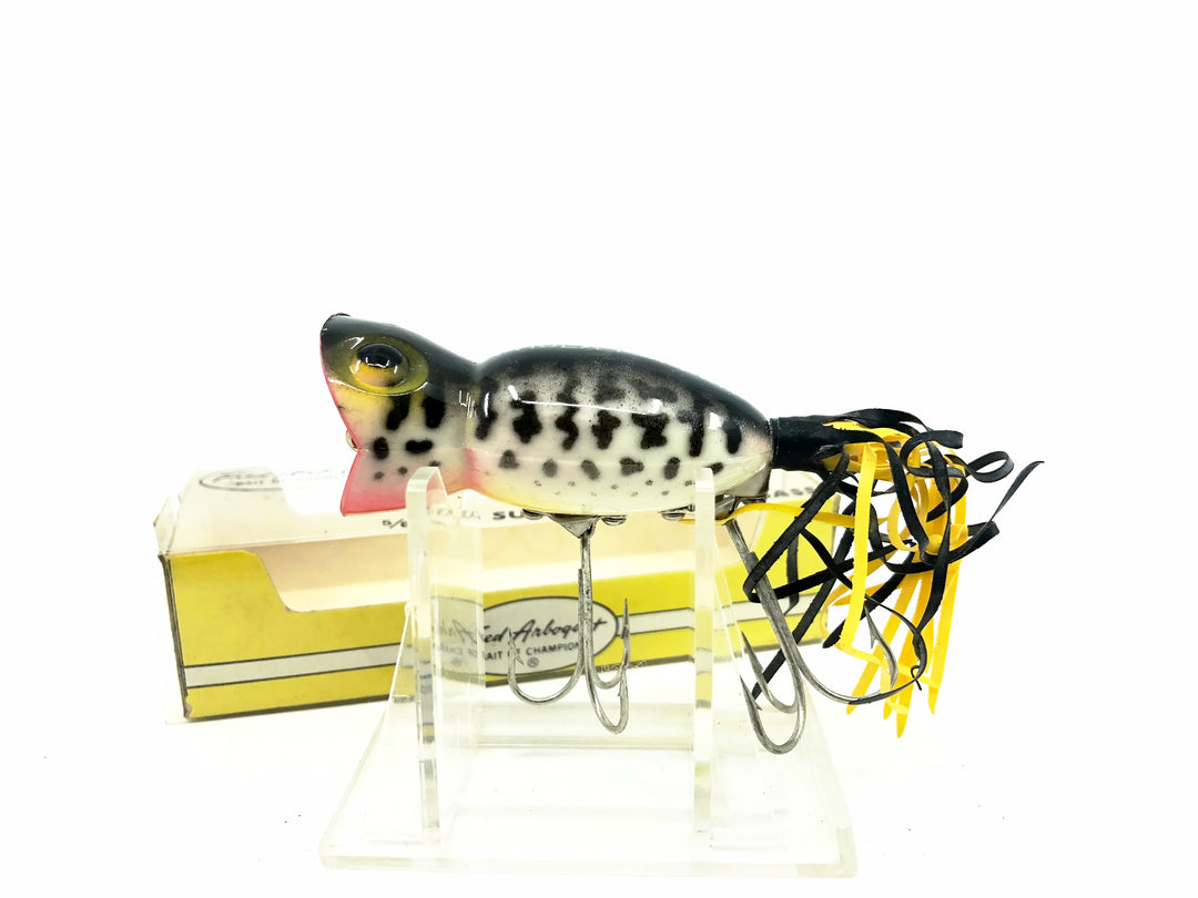 Arbogast Hula Popper 750, #10 Coachdog/White Belly Color with Box - Optional Arbogast Hook