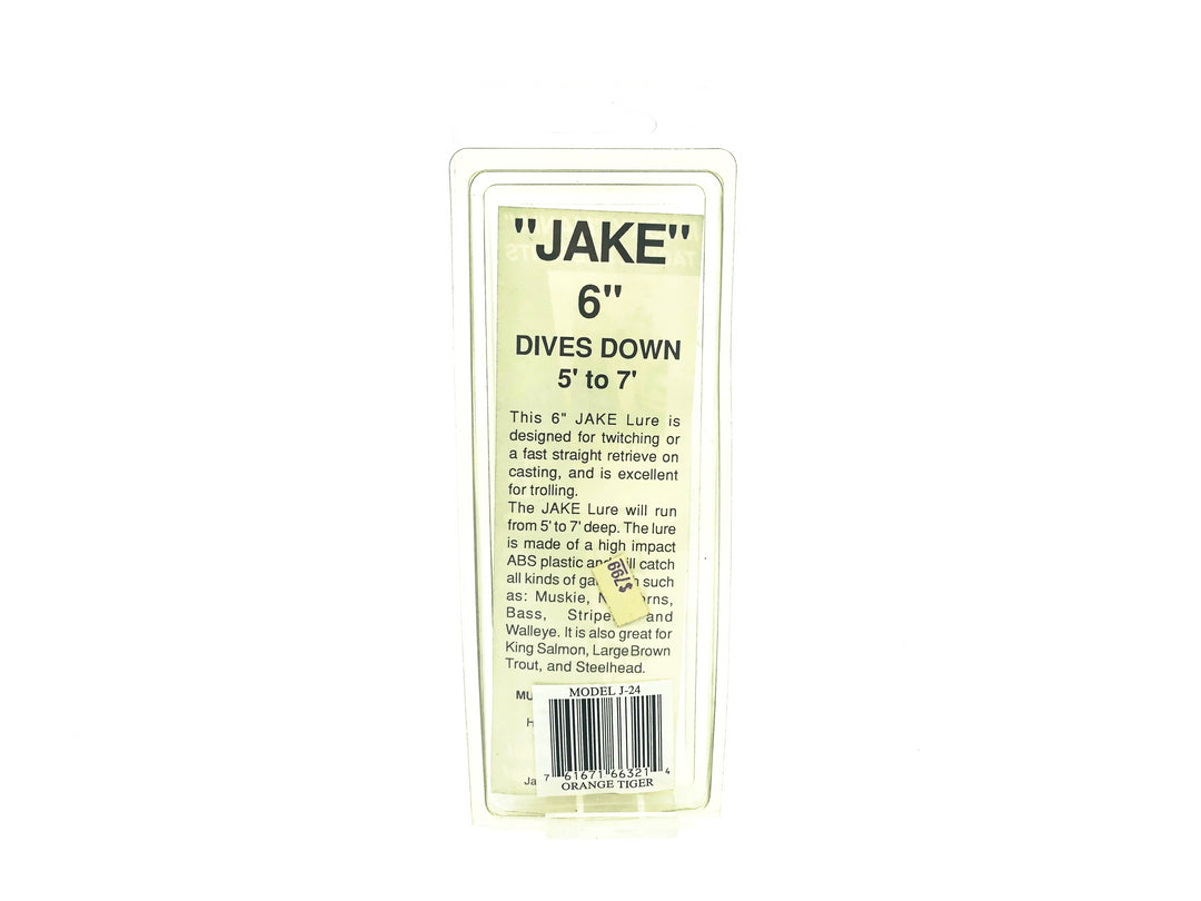 Jake 6" Musky Bait, Orange Tiger Color New on Card