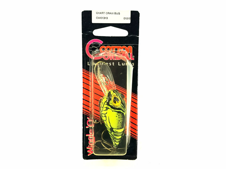 Cordell Wiggle-O, Chartreuse/Craw Bug Color on Card